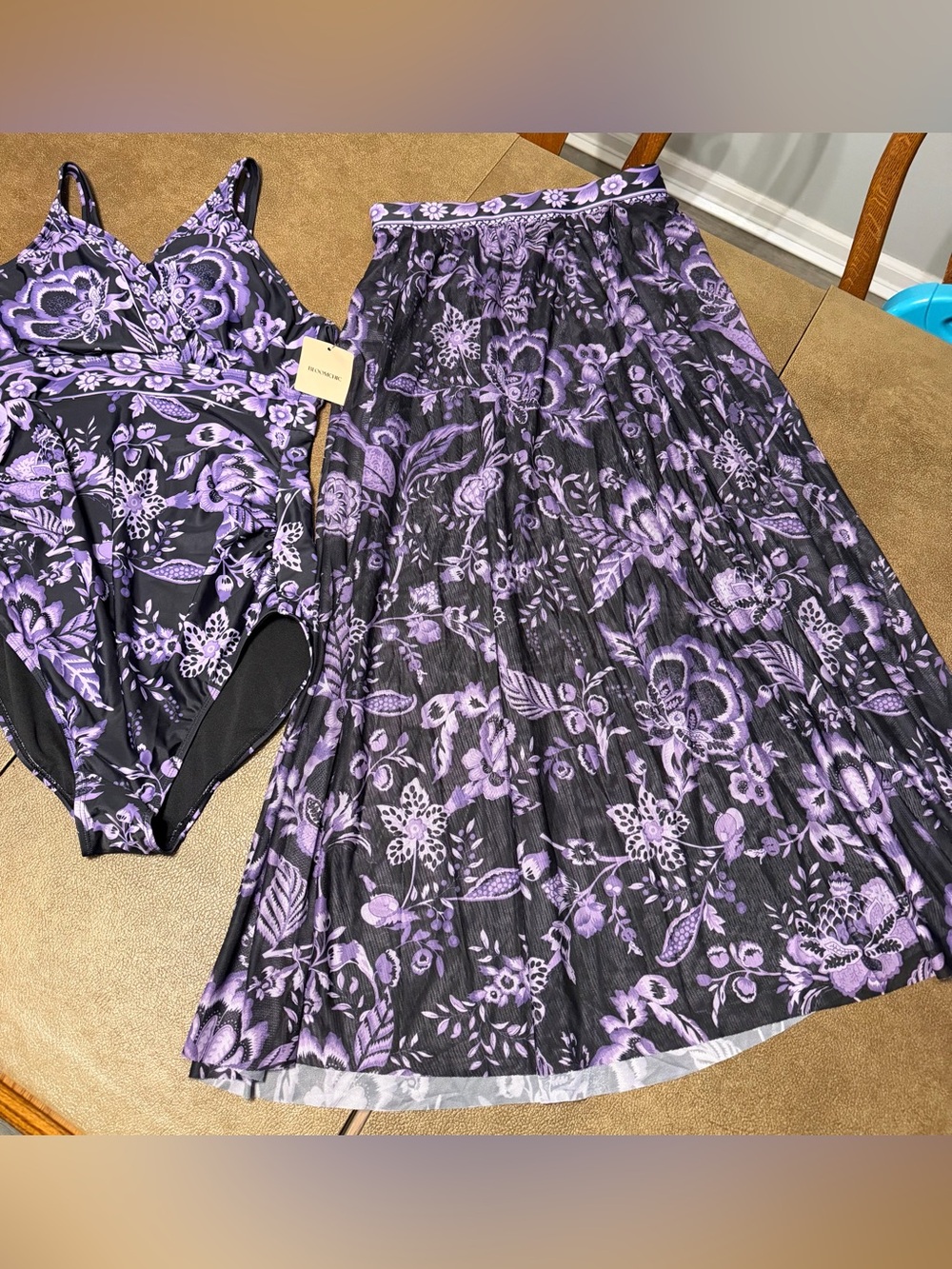 10, BLOOMCHIC swimsuit & skirt coverup, NWT, $45